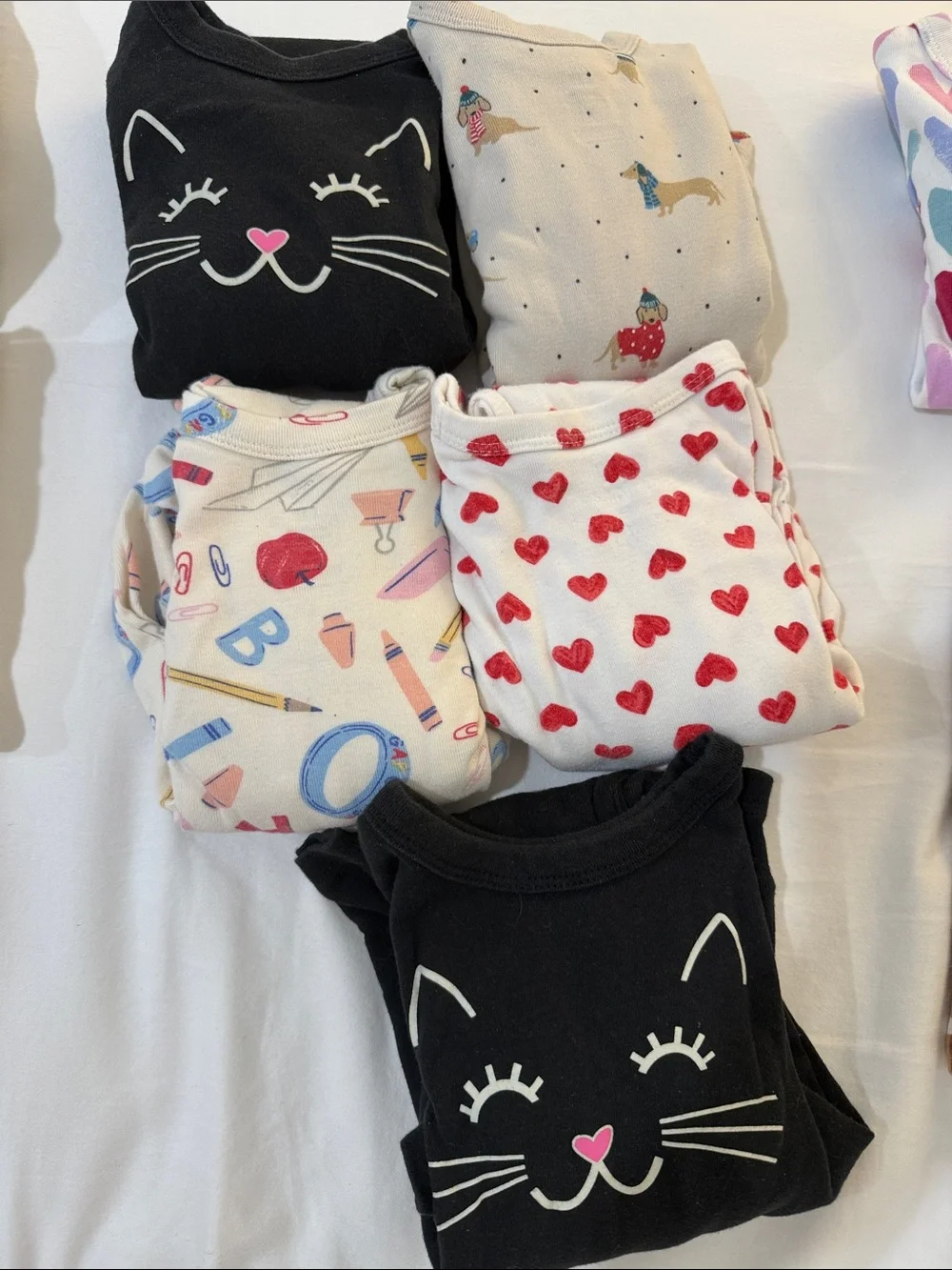 Lot of PJ sets from Gap, Carters and old Navy.  Mostly long sleeve and pants